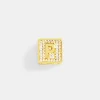 Gold Plated Iced P Letter Block Pendant