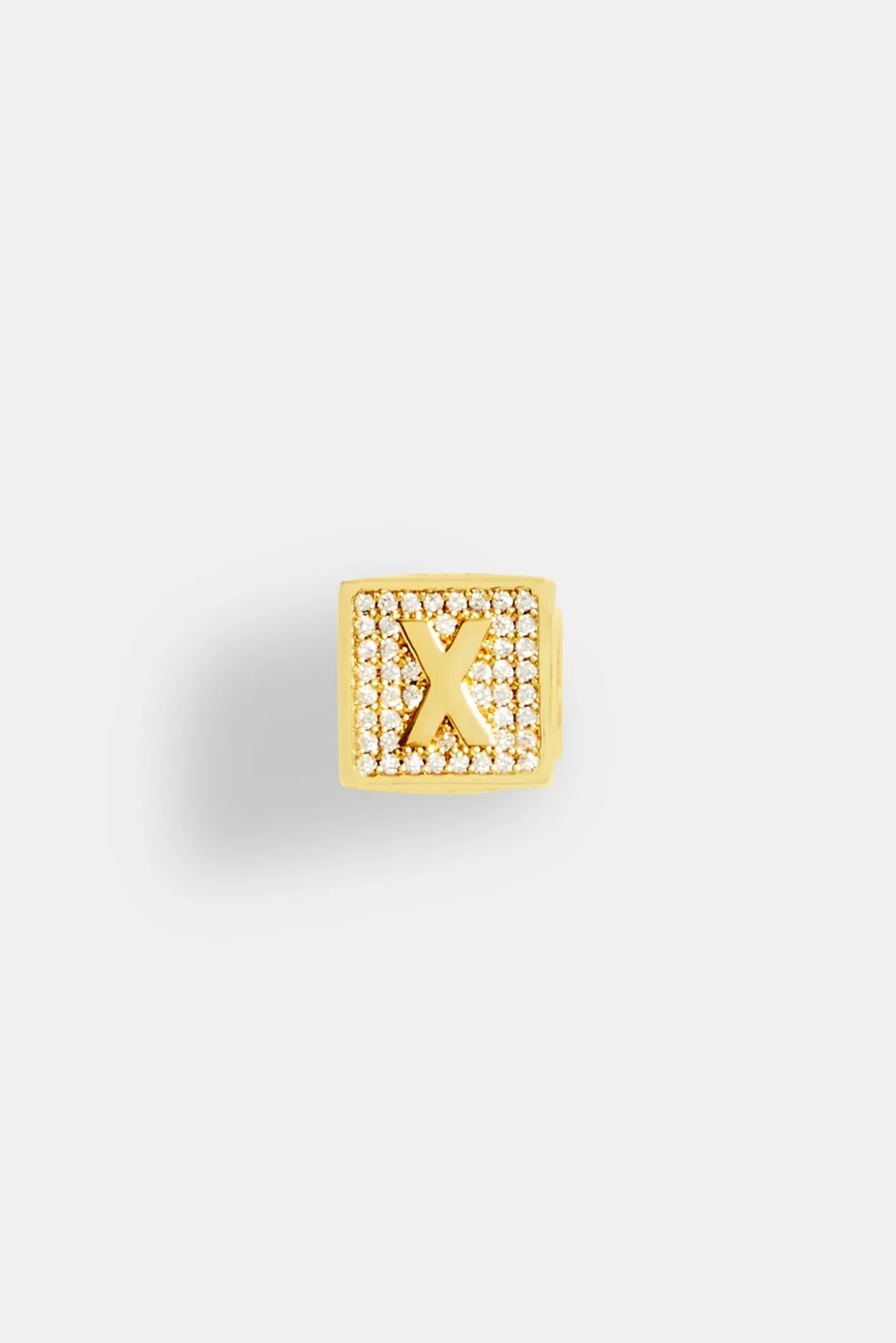 Gold Plated Iced X Letter Block Pendant