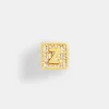 Gold Plated Iced Z Letter Block Pendant
