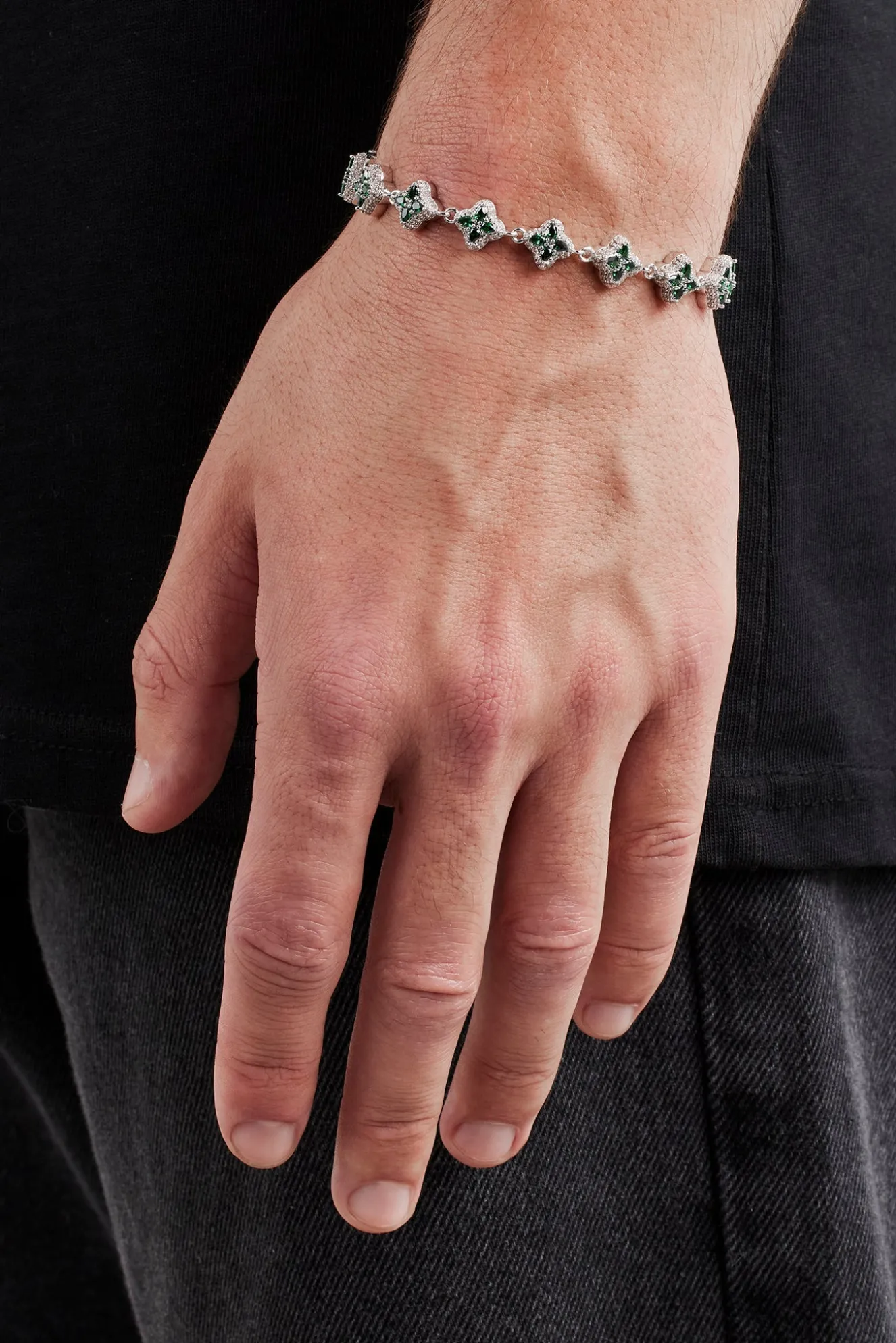 Green Baguette Motif Bracelet - 8mm