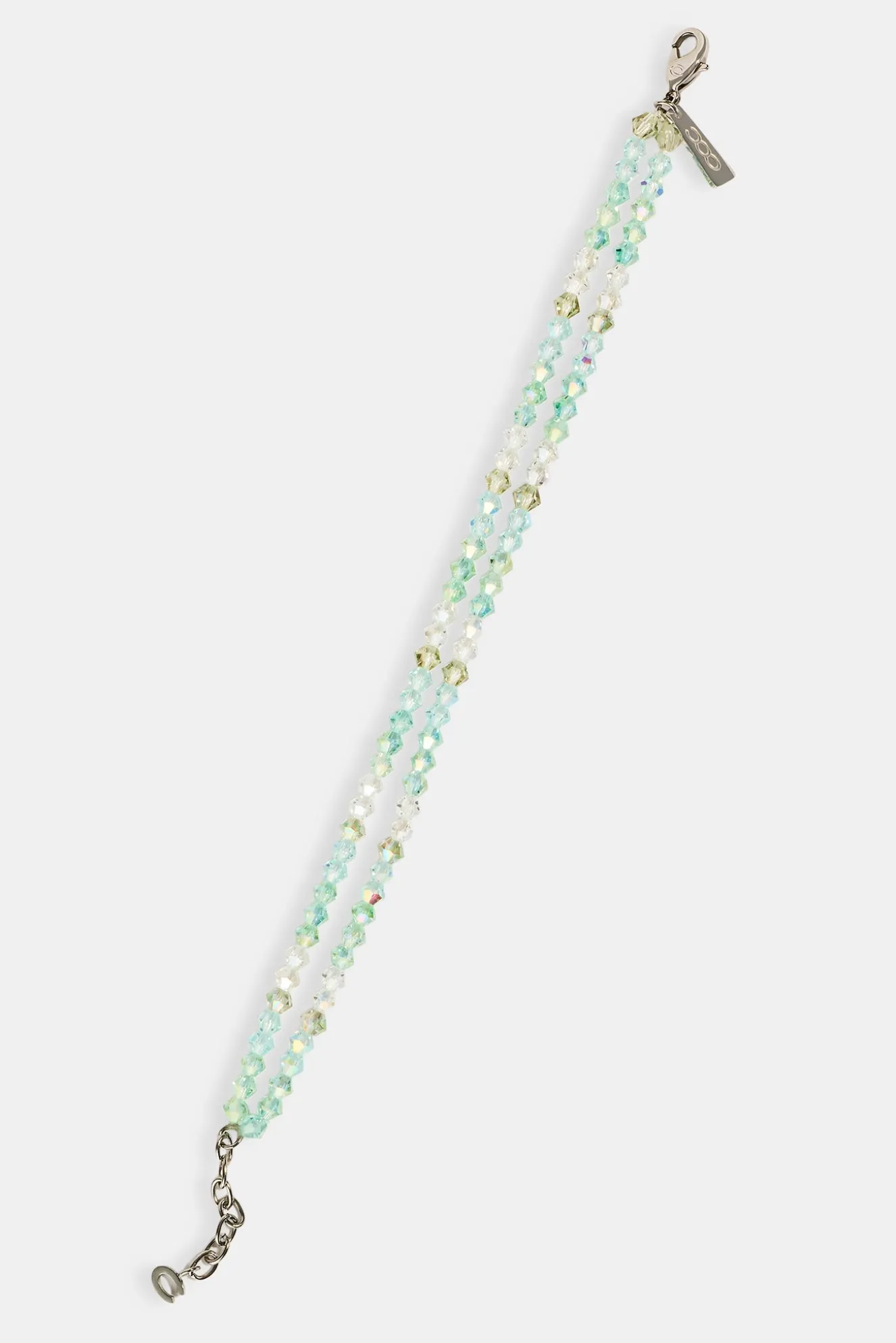 Green Double Layer Glass Bead Bracelet - 4mm - White
