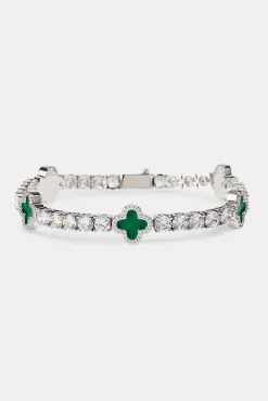 Green Motif Tennis Bracelet - 5mm