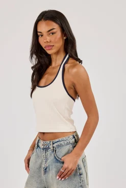 Halterneck Binding Top - Off White