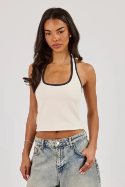 Halterneck Binding Top - Off White