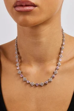 Heart & Iced Motif Gem Chain - 6mm - White