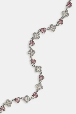 Heart & Iced Motif Gem Chain - 6mm - White