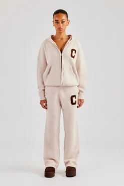 Hooded Zip Through Knitted Jumper - Off White