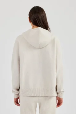 Hooded Zip Through Knitted Jumper - Oatmeal