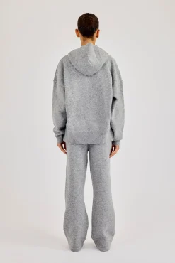 Hooded Zip Through Knitted Tracksuit - Grey