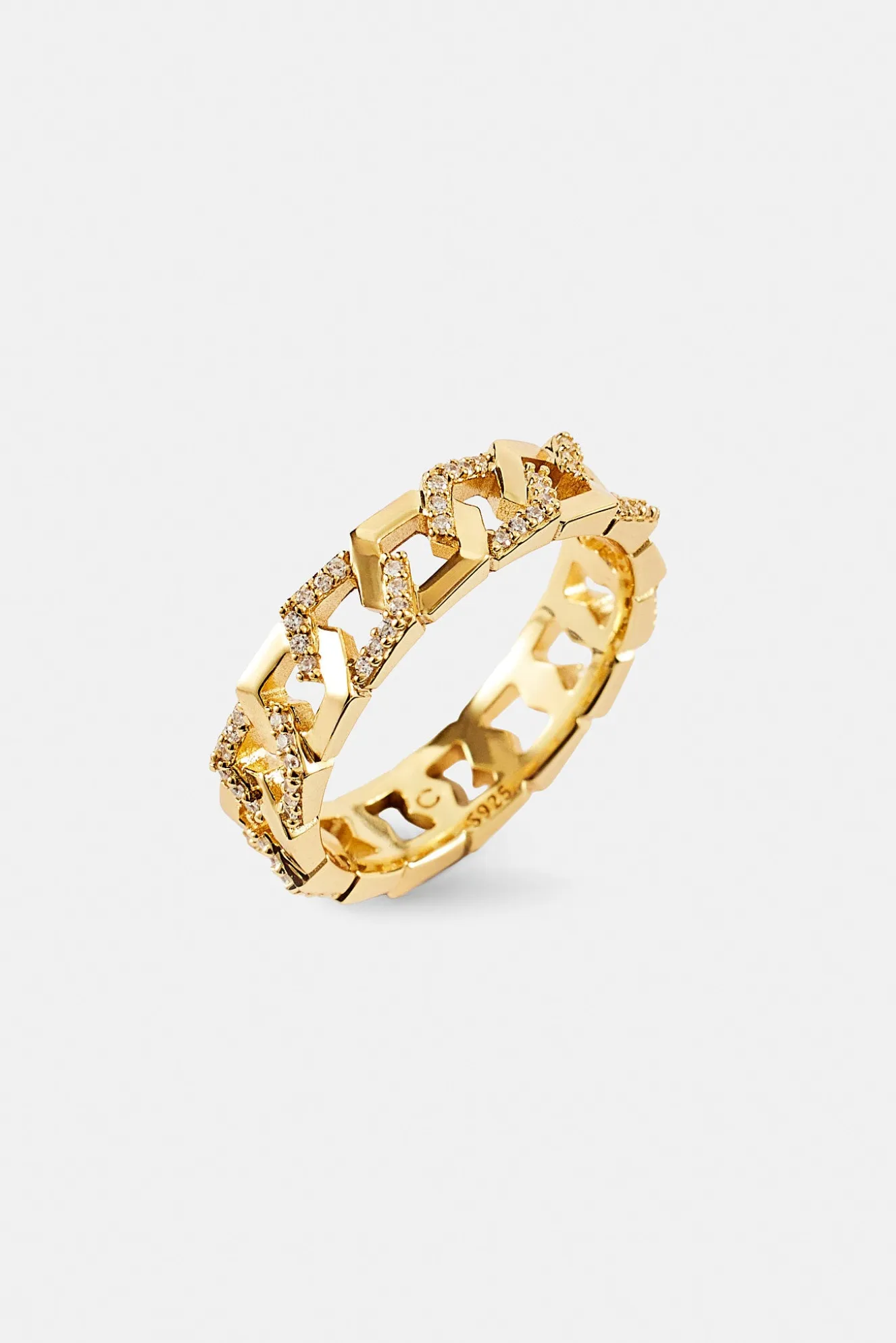 Iced and Polished Hexagon Ring - 5mm