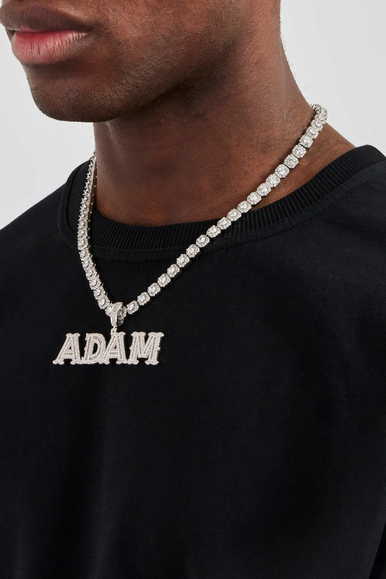 Iced Baguette Centre Letter Pendant - 22mm