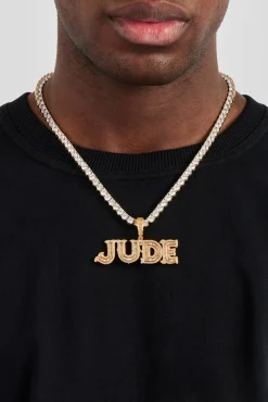 Iced Baguette Centre Letter Pendant - 22mm - Gold