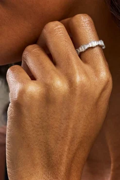 Iced Baguette Cut Ring - 5mm - White