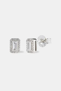 Iced Bezel Cluster Stud Earrings - 6mm