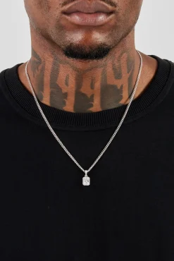 Iced Bezel Pendant Necklace - 10mm