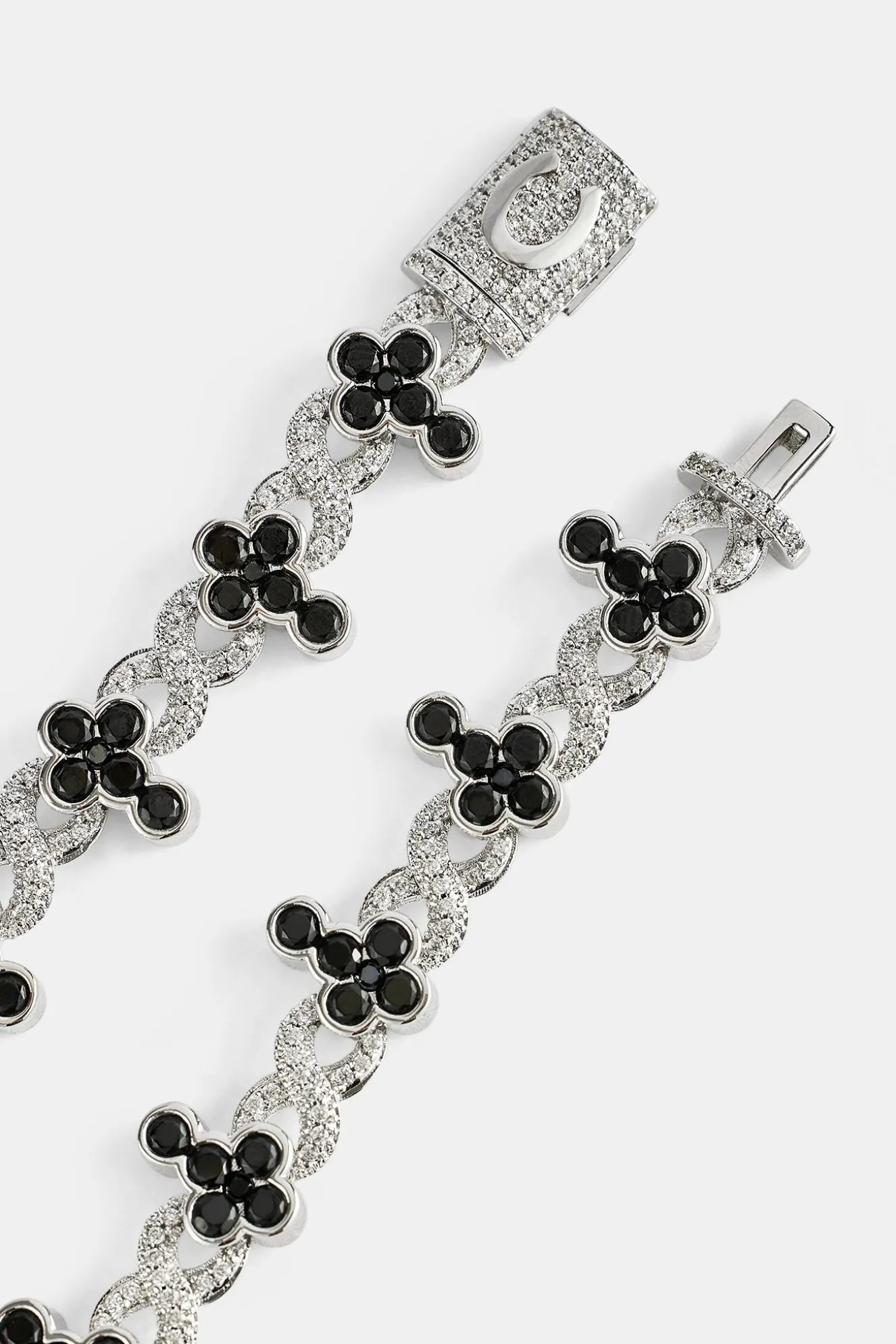 Iced Black Cross Infinity Link Bracelet - 10mm