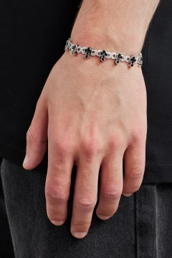 Iced Black Cross Infinity Link Bracelet - 10mm