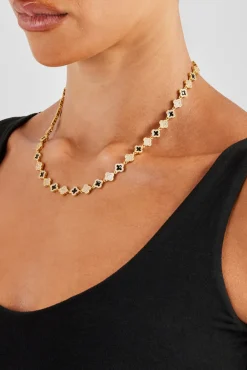 Iced & Black Enamel Motif Chain - 8mm