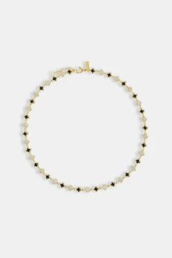 Iced & Black Enamel Motif Chain - 8mm