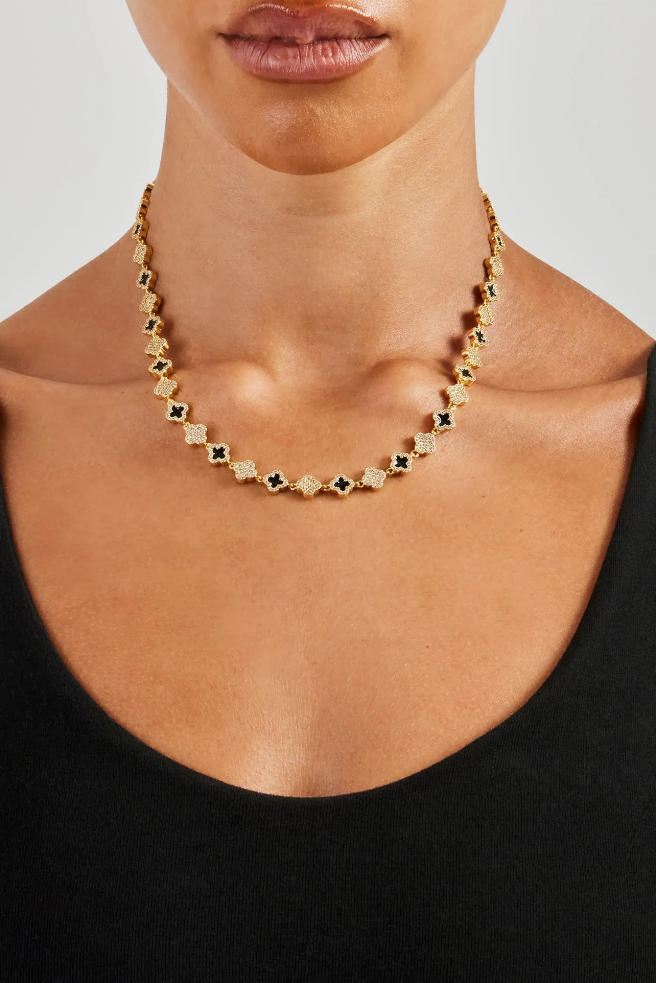Iced & Black Enamel Motif Chain - 8mm