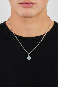 Iced Blue Baguette Motif Infinity Pendant - 15mm