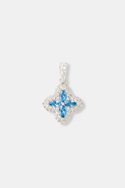 Iced Blue Baguette Motif Infinity Pendant - 15mm