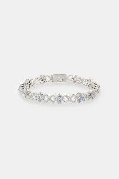 Iced Blue Baguette Motif Infinity Bracelet - 10mm