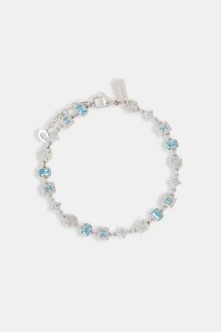 Iced Blue Gemstone & Motif Bracelet - 6mm