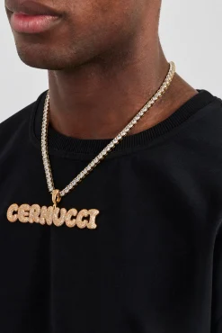 Iced Bubble Font Letter Pendant - 20mm - Gold