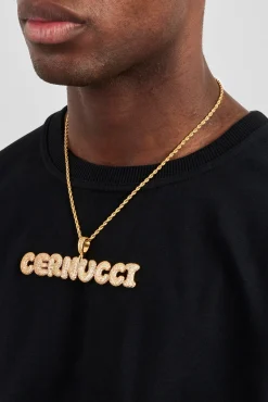 Iced Bubble Font Letter Pendant - 20mm - Gold