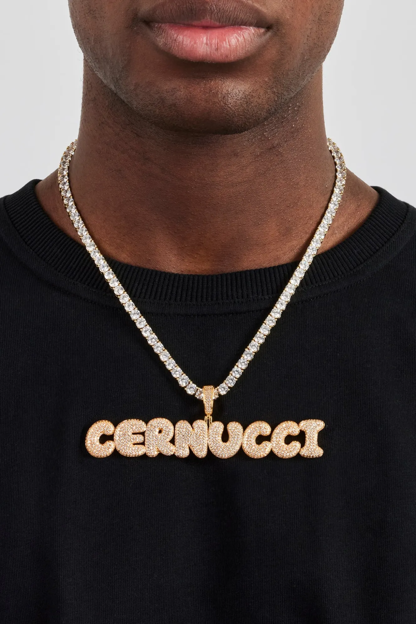 Iced Bubble Font Letter Pendant - 20mm - Gold
