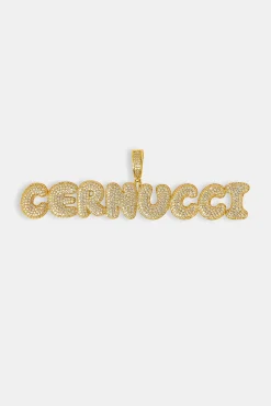 Iced Bubble Font Letter Pendant - 20mm - Gold