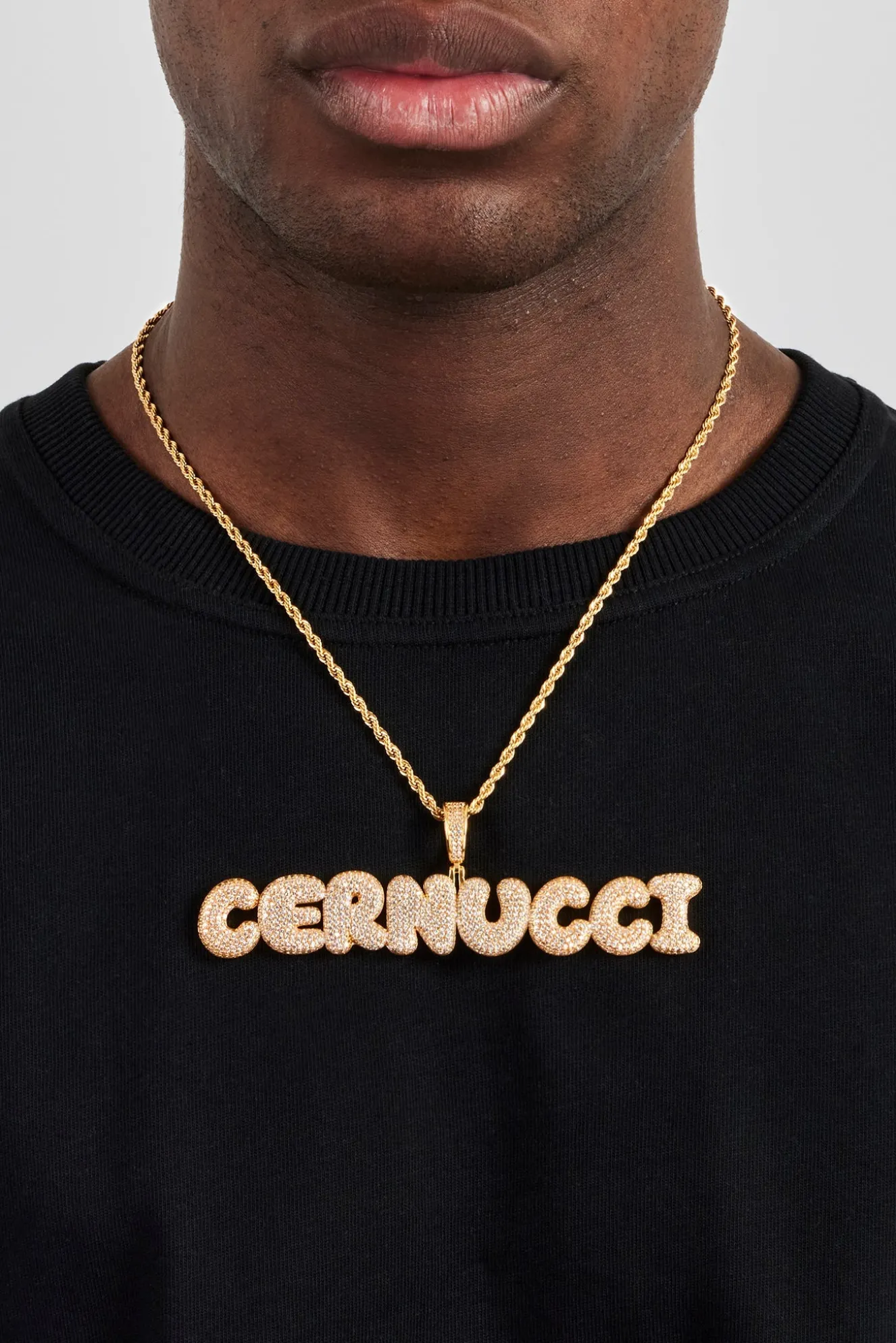 Iced Bubble Font Letter Pendant - 20mm - Gold