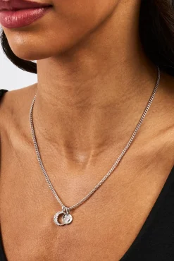 Iced Celestial Double Motif Pendant Necklace - 10mm - White
