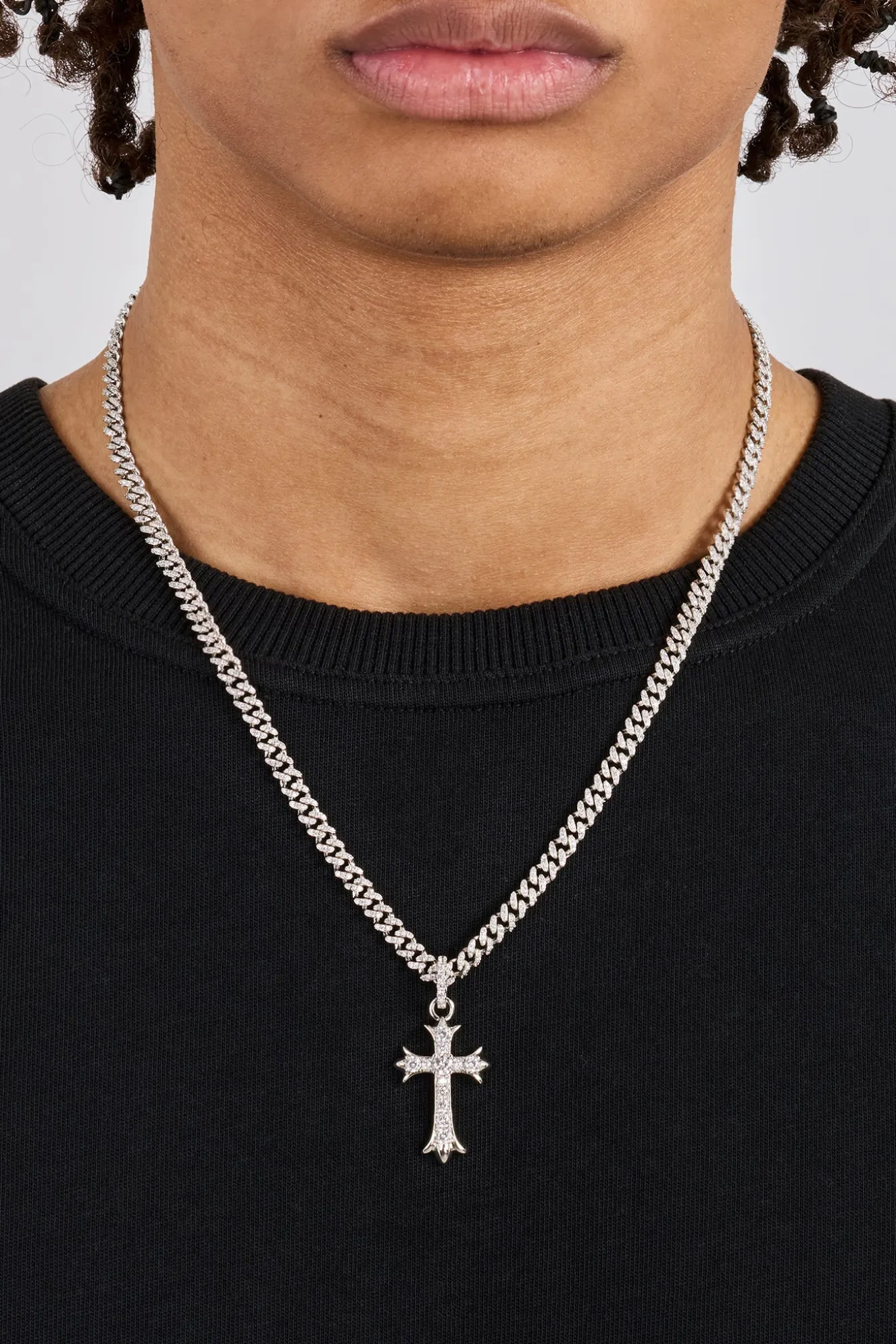 Iced Chunky Cross Iced Cuban Necklace - 5mm