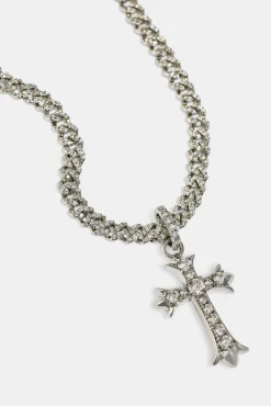 Iced Chunky Cross Iced Cuban Necklace - 5mm