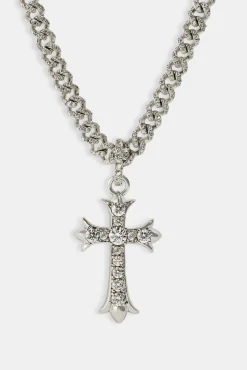 Iced Chunky Cross Iced Cuban Necklace - 5mm