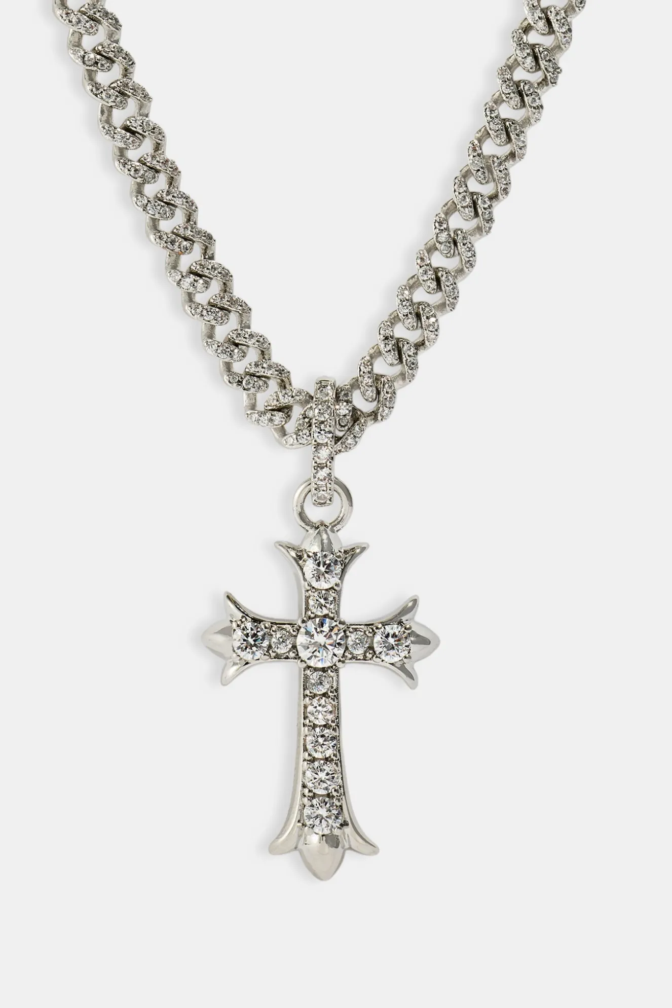 Iced Chunky Cross Iced Cuban Necklace - 5mm