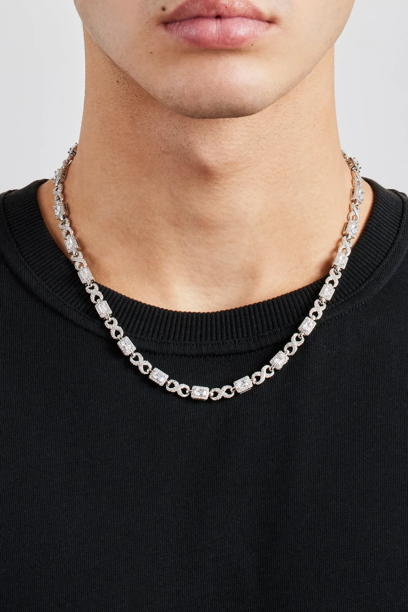 Iced Clear Baguette Stone Infinity Link Chain - 6mm