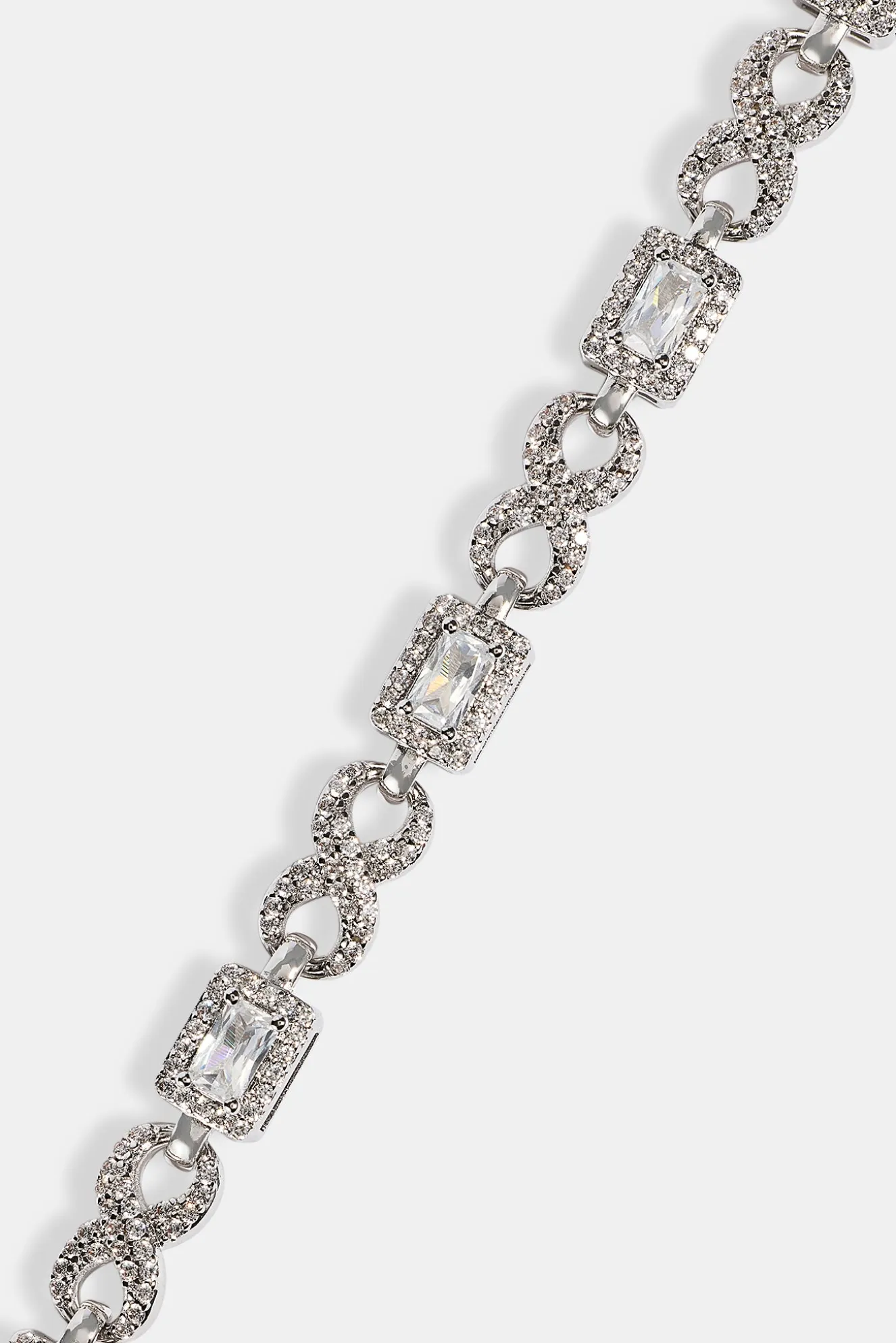 Iced Clear Baguette Stone Infinity Link Bracelet - 6mm