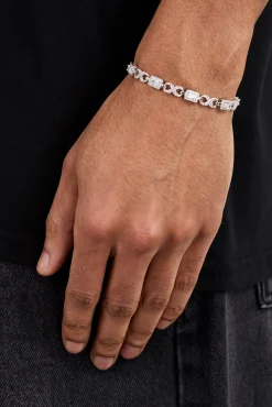 Iced Clear Baguette Stone Infinity Link Bracelet - 6mm