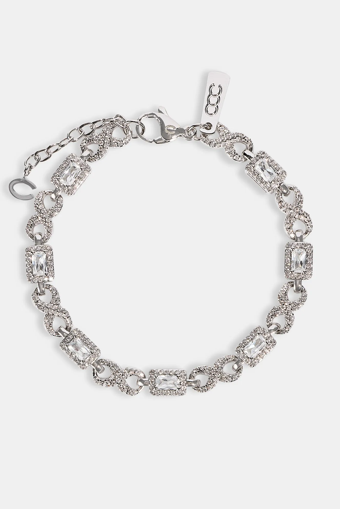 Iced Clear Baguette Stone Infinity Link Bracelet - 6mm