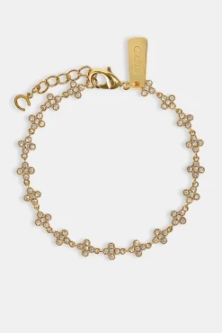 Iced Connecting Motif Bracelet - 5mm - Gold
