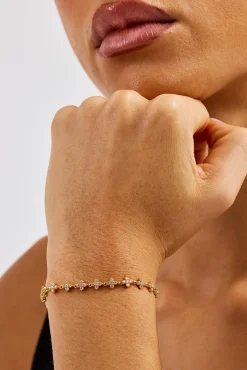 Iced Connecting Motif Bracelet - 5mm - Gold