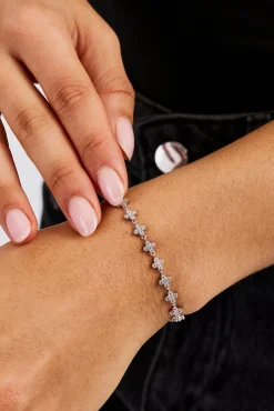 Iced Connecting Motif Bracelet - 5mm - White
