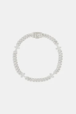 Iced Cross Cuban Bracelet - 5mm - White