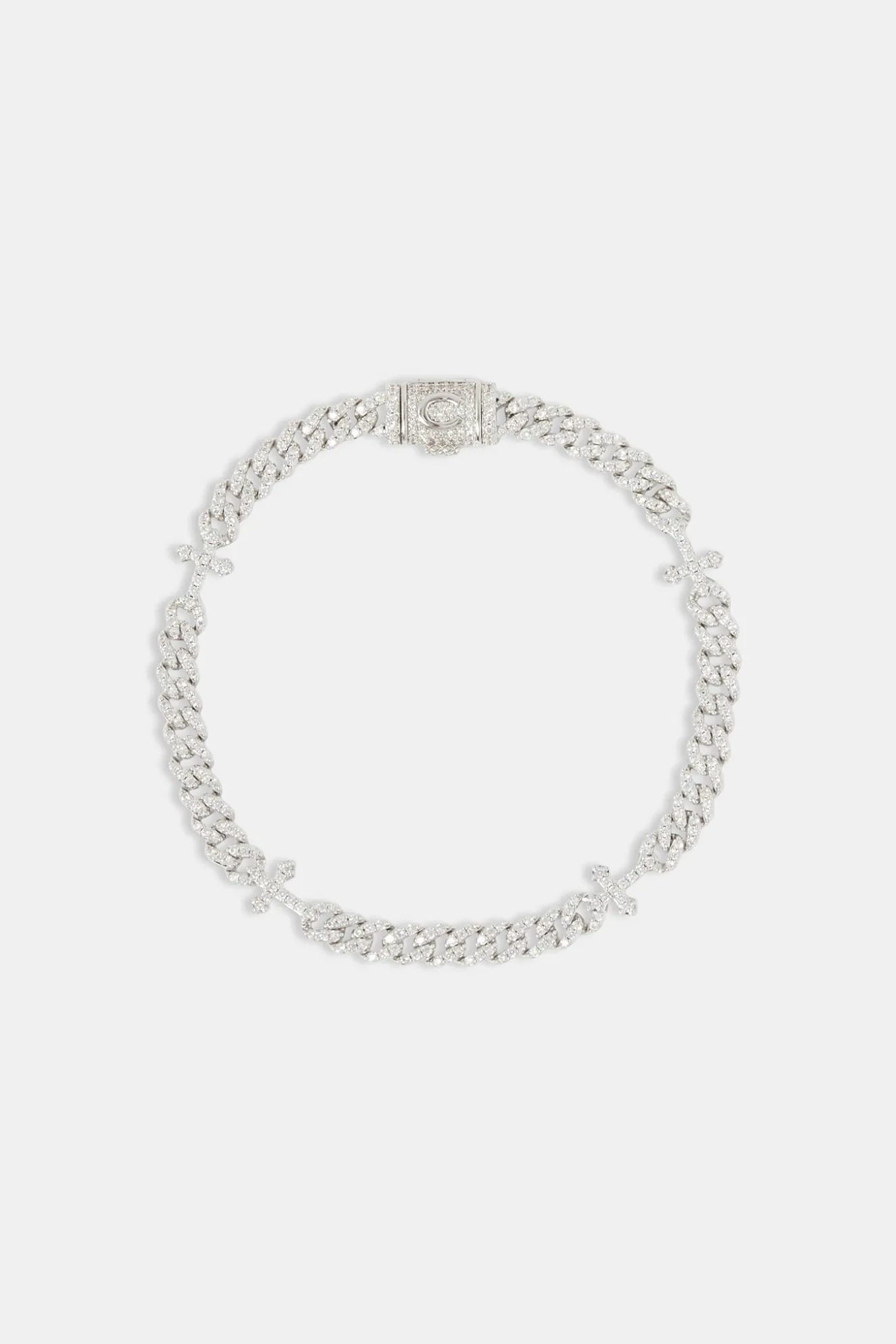 Iced Cross Cuban Bracelet - 5mm - White