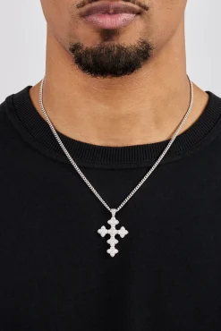 Iced Cross Motif Cuban Necklace- 3mm