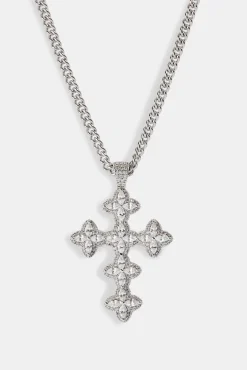 Iced Cross Motif Cuban Necklace- 3mm
