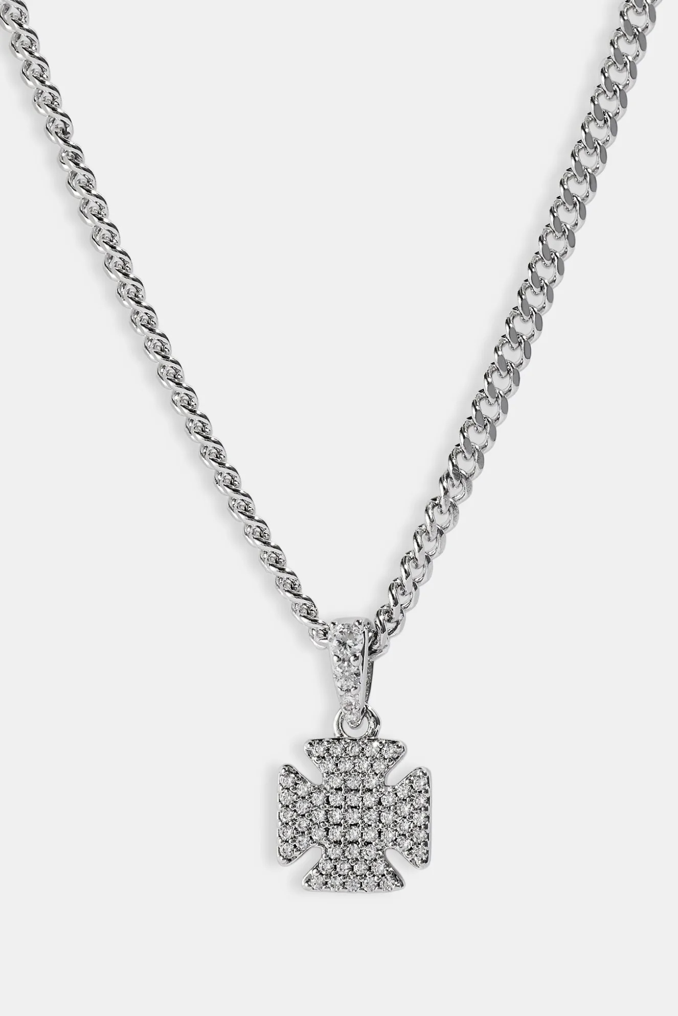 Iced Cross Motif Cuban Necklace - 10mm